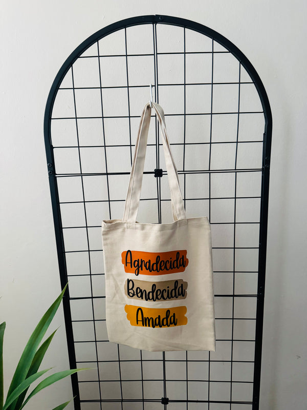 Agradecida, Bendecida, Amada Tote Bag